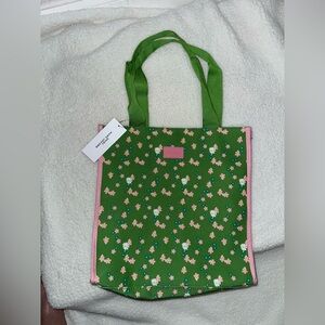 Marc Jacobs Green Floral Tote with Pink Trim